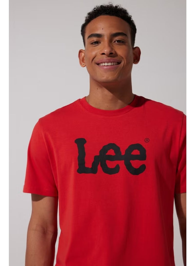 LEE Eu Collection Big Logo Men's Red Crew Neck T-Shirt - Image 4